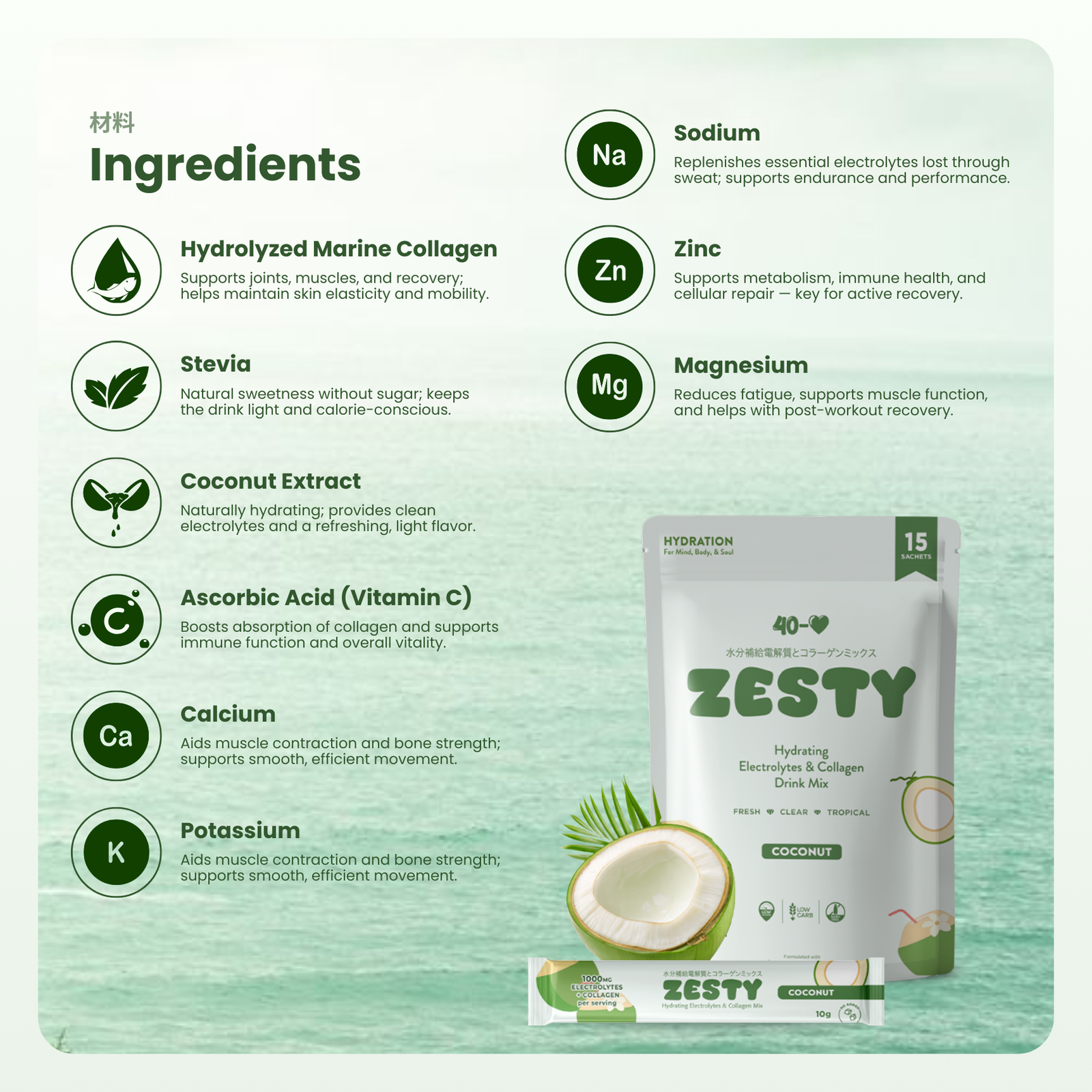 Electrolytes + Collagen Hydration - Coconut Flavor